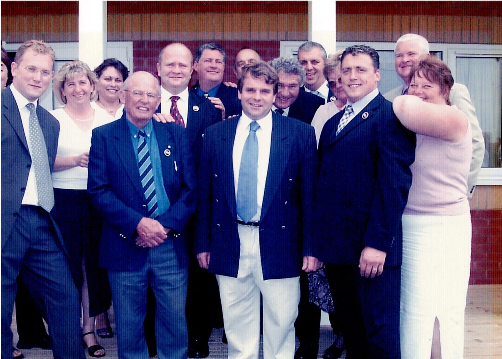 The committee gathered outside the new clubhouse on opening day